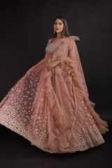 Net Rose Peach Lehenga Set_DTR1369 2